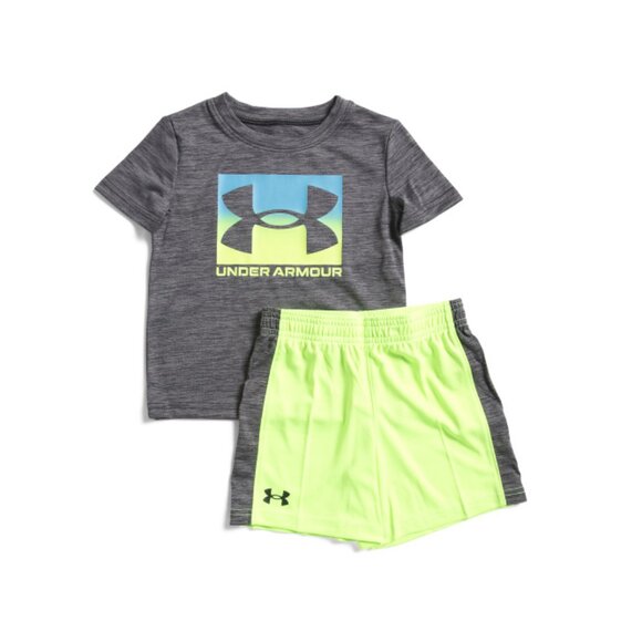UNDER ARMOUR Pitch Gray Toddler Boys Big Logo Shorts Set - Picture 1 of 2